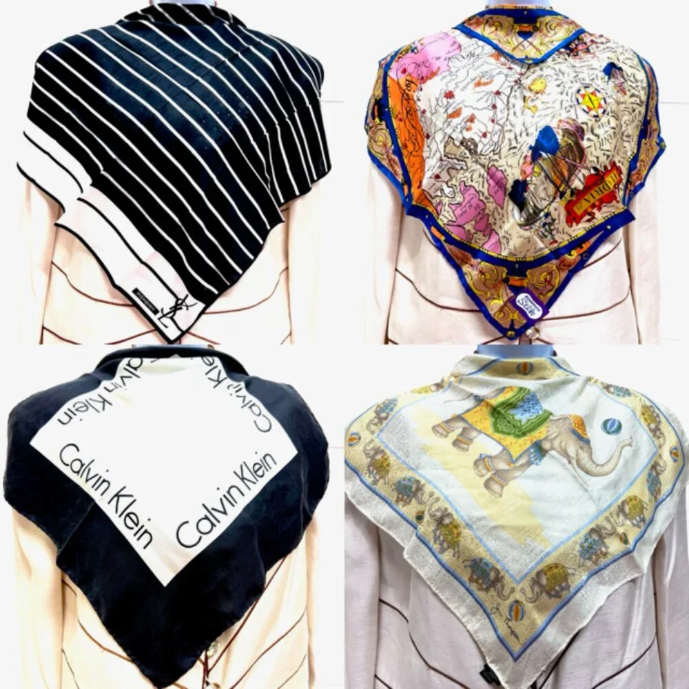 BUNDLE 4: YSL-JIM THOMPSON-CALVIN K-KAWAURA Scarf/Handker Cotton/Silk 23